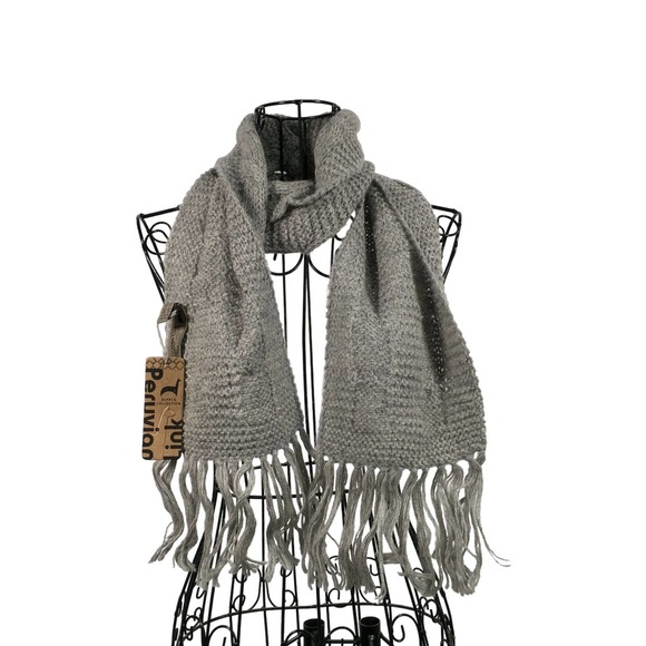 Peruvian Connection Trenza Knitted Scarf Women's Size OS - Grey